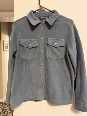 Kyodan Women's Slate Gray Button-Up Fleece Utility Jacket